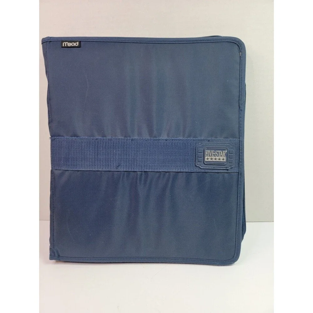 Five Star Mead Blue Zipper Binder 3 Ring Organizer Portfolio Folder School...